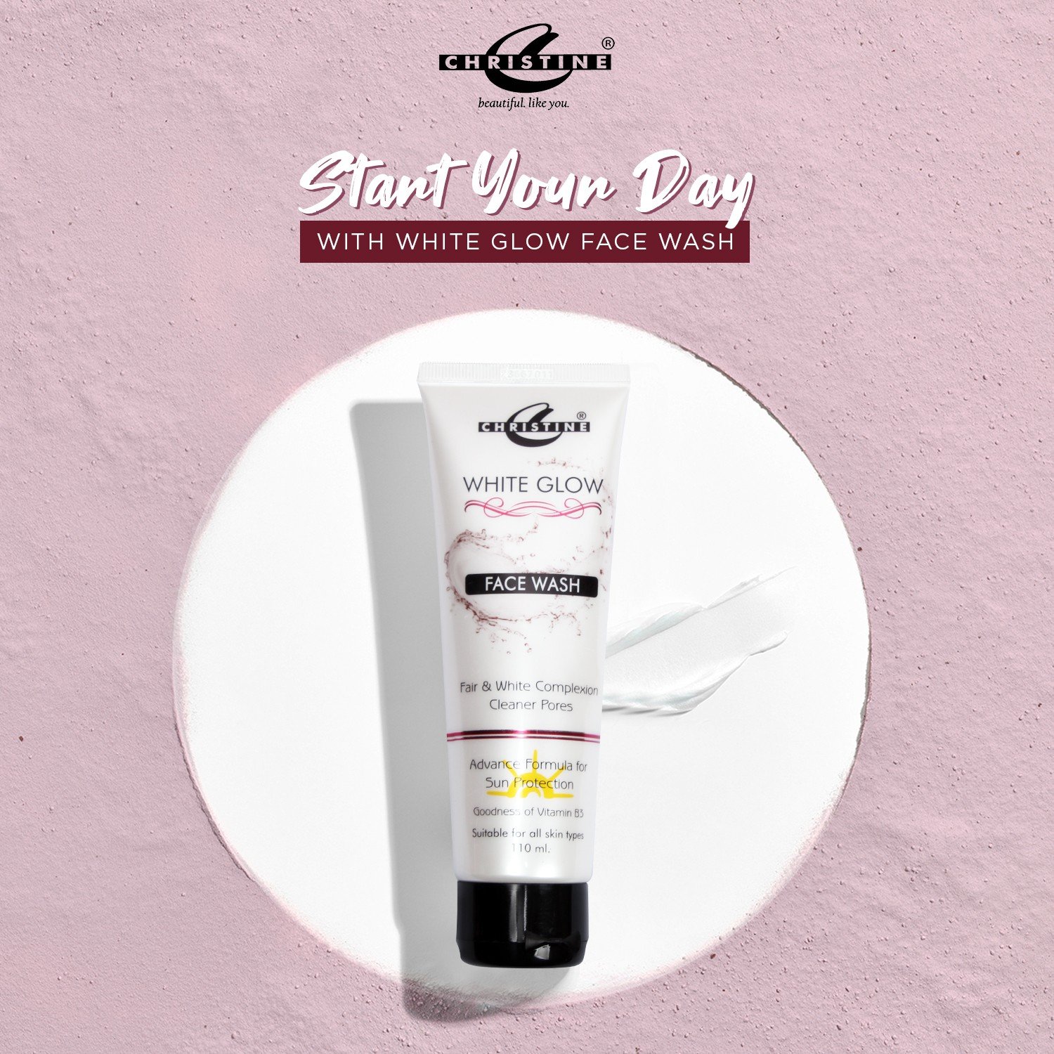 CHRISTINE White Glow Face Wash 110ml.