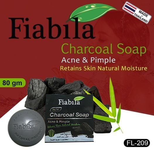 Fiabila Charcoal Acne and Pimple Soap 80GM .