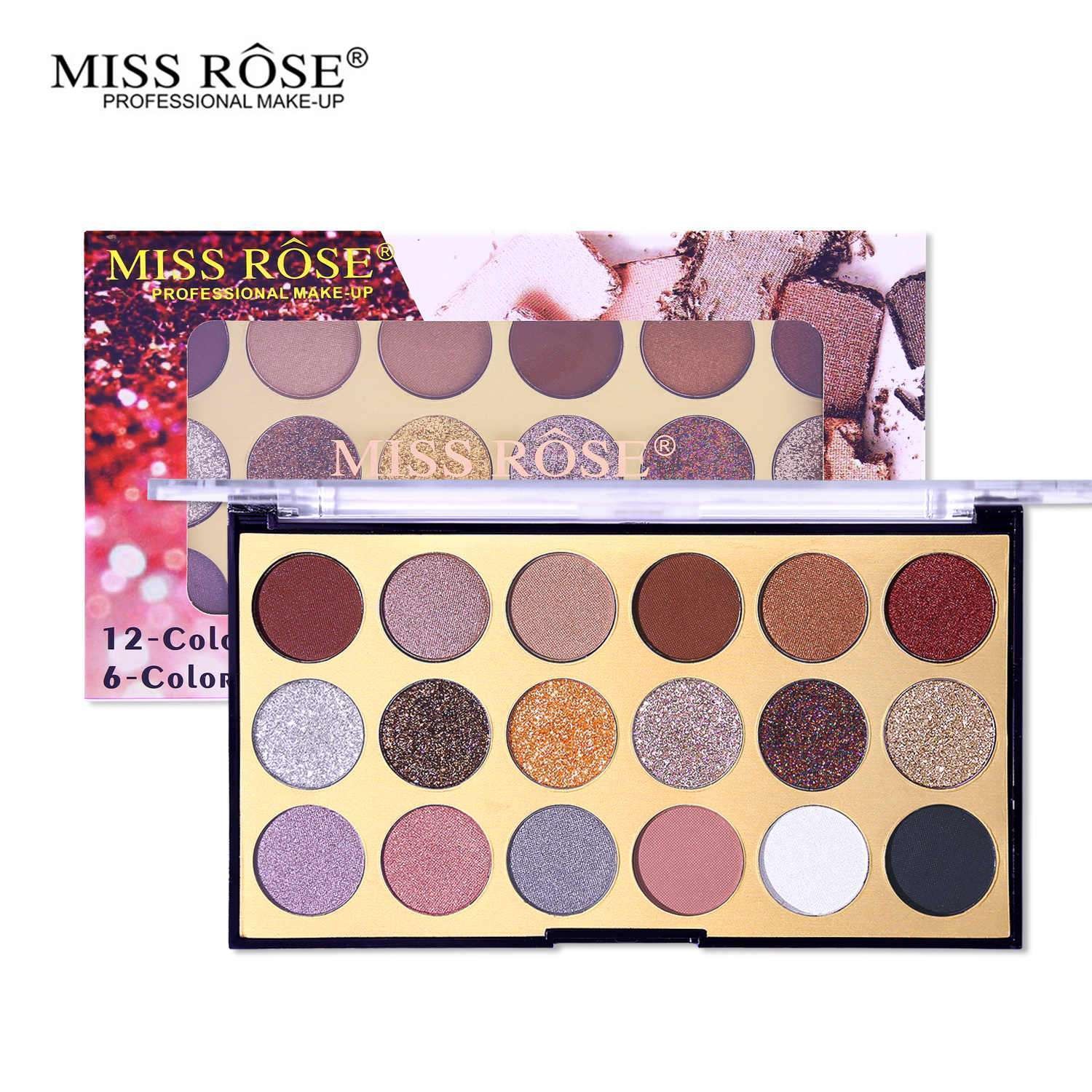 Miss Rose 12 Color Eyeshadows & 6 Color Glitter